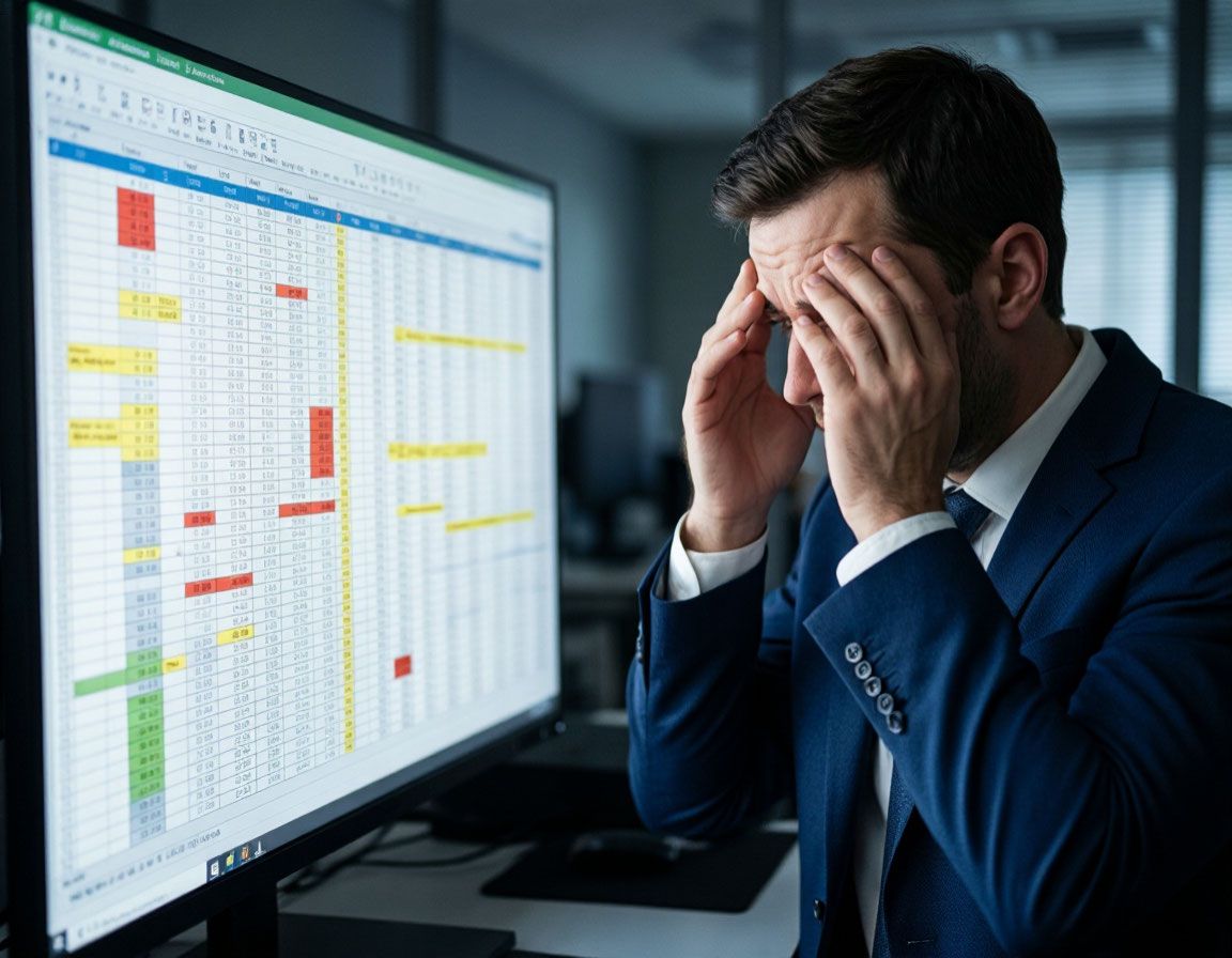 Excel таблица перед монитором уставший аналитик